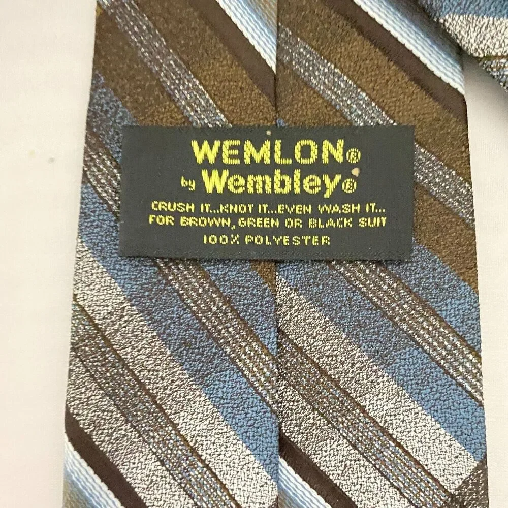 #5580 Wemlon by Wembley Multicolor Striped Mens Necktie, Tie 54x3.5